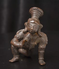 16/17thC Indian Bronze Baby Krishna with his Butterball. -Classic type.