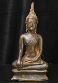 Lovely Utong "C" Bronze Buddha. 19/20thC. 10 7/8" tall,