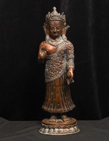 19thC Solid-cast (or filled, as is extremely heavy!) Nepalese Bodhisattva.