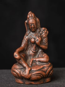 19thC/Early 20thC Mongolian Tara. Clay/Terracotta-superb face