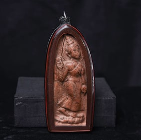 13/14thC Walking Sukhothai Buddha in plexiglass Amulet Case. BEST of my collection