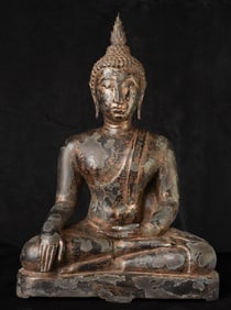 18/19 century or earlier Thai bronze Buddha. Large, well cast example.