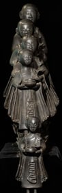 5 Antique Burmese Mandalay Standing Monks-Good Quality/Excellent Set