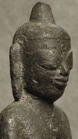 10-12thC/earlier Solid-Cast Burmese Mon (?) Standing Iron Buddha- Truly Unique