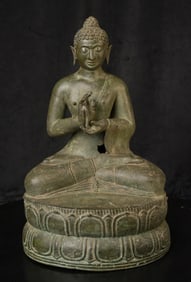 13thC/later Javanese bronze Buddha Superb large and very fine