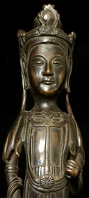 18/19thC Korea Bronze Quanyin- Large, Finely Cast /Finished, Solid-Cast-Rare Type-Special