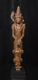 16/17th Standing Burmese "Jambupati" Bronze Buddha. Large, Sophisticated Casting