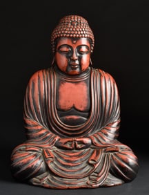17/18thC/Earlier Korean Buddha-Large Red Lacquer- Perfect Condition-Very Special