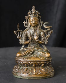 13/14thC Tibetan Bronze Buddha/Bodhisattva- Powerful!,Fine Sculpting, Casting, Finishing