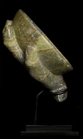 18th/19thC or Earlier Mongolian Soapstone Hand Holding Bowl-Superbly Carved