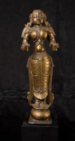18thC India Hindu Bronze Female Figure- Large,Heavy- Very fine- beautiful face.