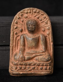 13/14thC Thai Buddha Amulet. Measures 3.5 inches tall.