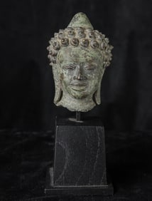13/14thC Thai Buddha head in the "Uthong A" style.