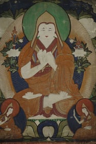 Antique Mongolian Thangka-Very fine expensively framed.