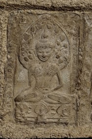 15thC Northern Thai architectural piece with 5 Buddhas- RARE