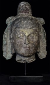 Chinese Tang Style Stone Buddha Head- Nicely Carved