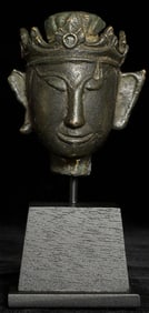 Eaarly Burmese Bronze Buddha Head- over 1000 years old- Solid Cast- Incredible Face