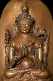 Late 18thC/19thC Tibetan Copper Bodhisattva of compassion