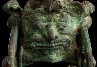 14/15thC Indonesian Hindu Bronze People in Chariot Led By Horses. Wonderful!