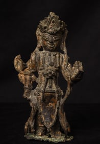 14/15thC Chinese Bronze Buddha or Bodhisattva of Compassion- Folk Art