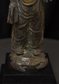13-15th-century Standing Bronze Korean Buddha-Large, Lots of Character