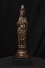 Large 19thC Korean Standing Buddha/Bodhisattva of Compassion.
