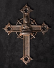 16/17thC Japanese Iron Cross/Crucifix with Buddha