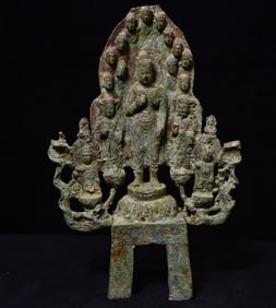 Early Bronze Buddha in the Uddiyana, after Gandharan style-