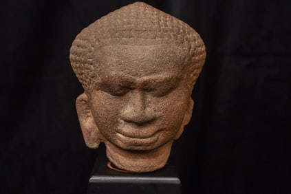 13/14thC Thai Stone Buddha Head- Sweet!- A True Stand Out.