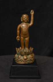 15/16thC solid cast Chinese Ming Bronze Baby Buddha. Nice Example!