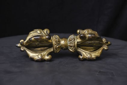 18thc Tibetan Bronze Dorge-large oversized gilded beauty-AMAZING, RARE