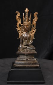 18thC Burmese Shan style "Jambupati" Bronze Buddha.