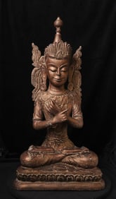 Antique Burmese Wood Buddha- Very Large, Great Provenance- Very Beautiful Face!