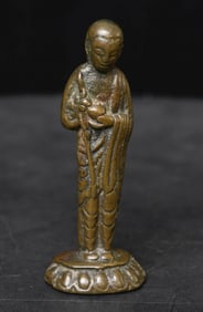 Very early solid-cast Tibet, Himalayan, Chinese, or silk road Buddhist monk or devotee.