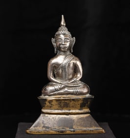 18/19thC Silver Cambodian Buddha.