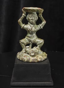 16thC Bronze Bali (Hindu?) Figure with Offering Plate-Best Lost Wax Casting