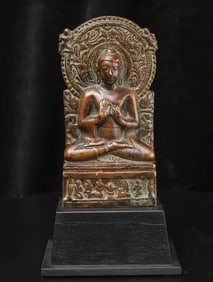 17/18thC Indian Bronze Buddha Stele.
