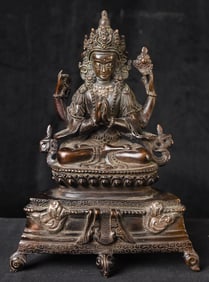 Antique Tibetan or Chinese Tibetan bronze Bodhisattva. Probably early 20th century.