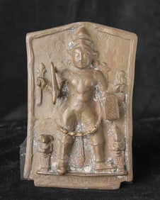 18/19thC Indian Bronze Virabhadra plaque.