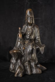 17thC Heavily Cast Korean Guanyin-Large at 13.8"-Masterfully Cast