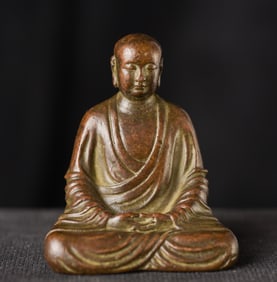 19thC/Earlier Fine Solid Cast Miniature Bronze Monk.
