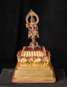 Tang or later miniature bronze standing Buddha or Bodhisattva