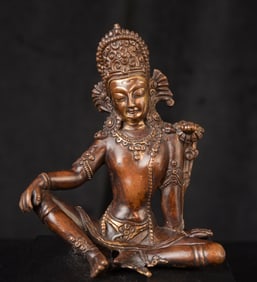 18th/19thC Earlier Solid-cast Nepalese Copper Indra. Superb face