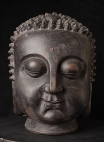 Monumental Antique Korean Buddha Head.
