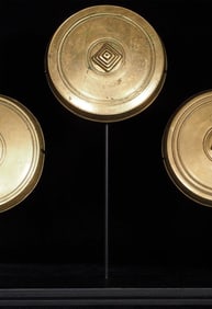 19thC Mongolian Bronze Mandalas (Set of 3 matched) - Fine examples on a custom base.