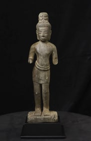 9th to 11thC Cambodian Stone Figure. Finest Khmer, Animated-Personality