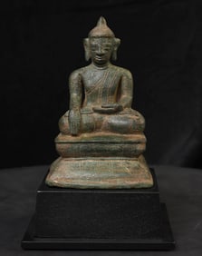 14th/15thC Burmese Buddha. Animated, Well Cast, Great Patina. Rare Type