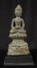 9th-11thC(PAIR) Burma Mon Style Bronze Buddhas w/dif. Mudras- NEW PHOTOS