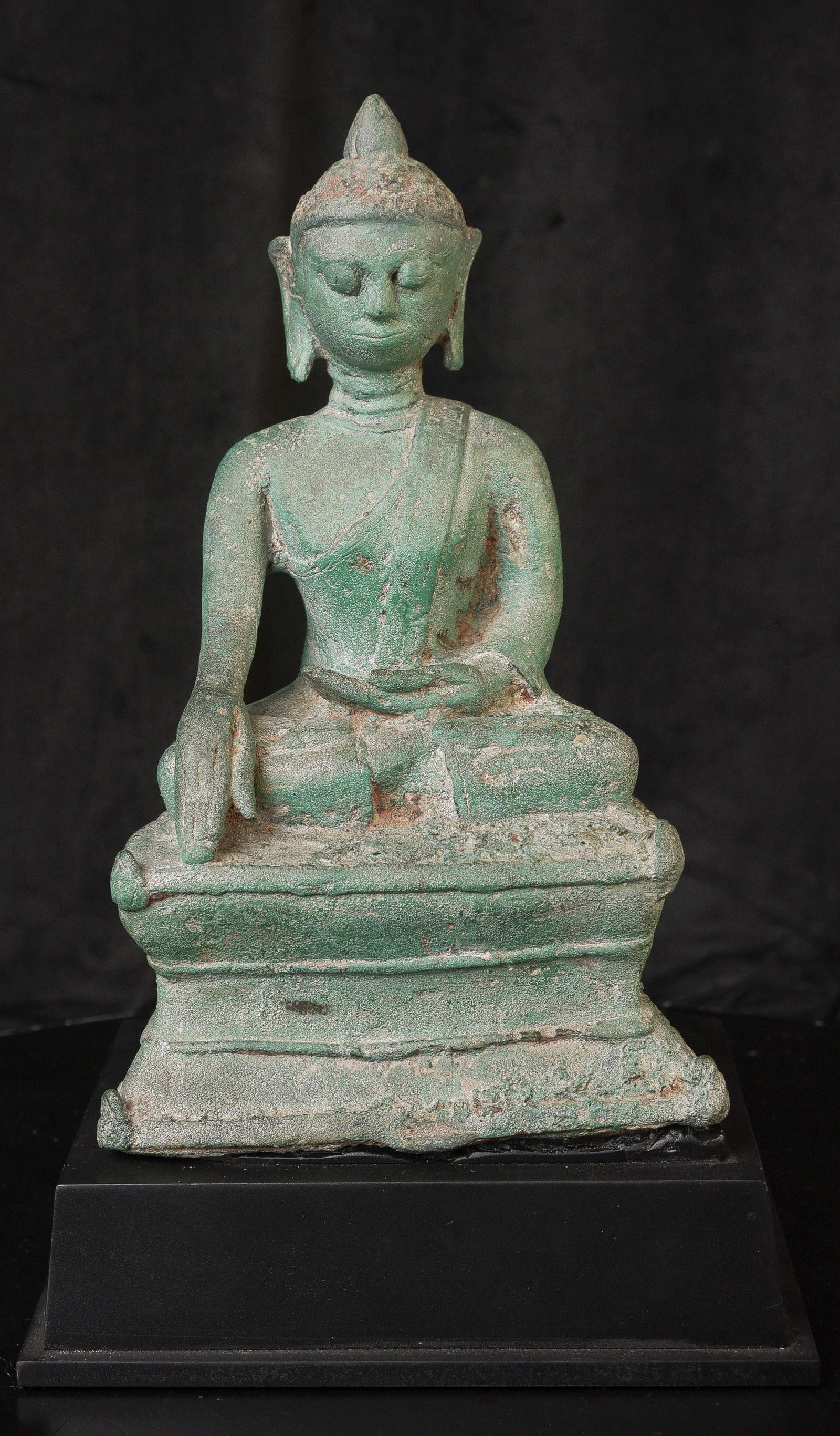11th-13thC Mon/Pagan Burmese Bronze Buddha w TL test. Large, Special!: One of the finest Buddhas I have owned in three decades and among the most memorable of the many thousands that have passed through my hands. For years, I believed it to be a late Pyu-period figure wi