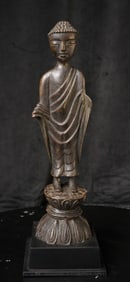 1000 year old Korean Buddha. Solid cast, very fine, 12 inches tall.